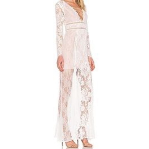 The Jetset Diaries TJD Caribbean Longsleeve Lace Maxi Dress in Ivory Large